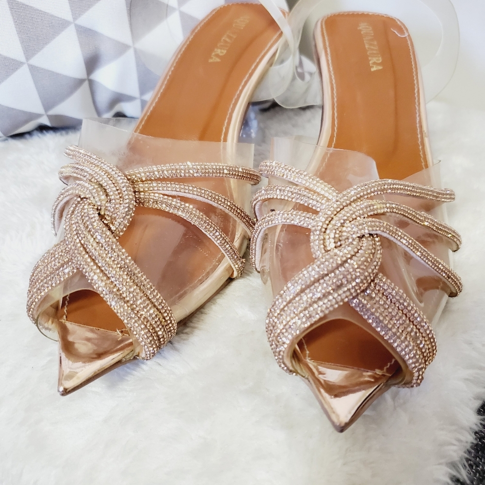 Aquazzura Tan and Silver Heels - Picture 4 of 7